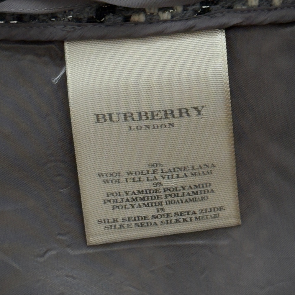 BURBERRY plaid Front-& Back Slit Wool Blend Skirt - Gray - Picture 11 of 16